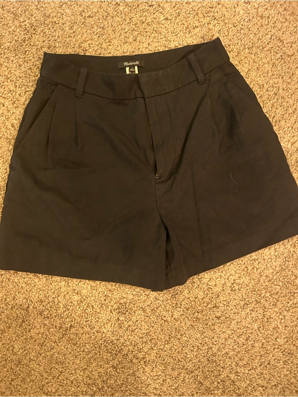 Madewell Black High-Rise Pleated Shorts
